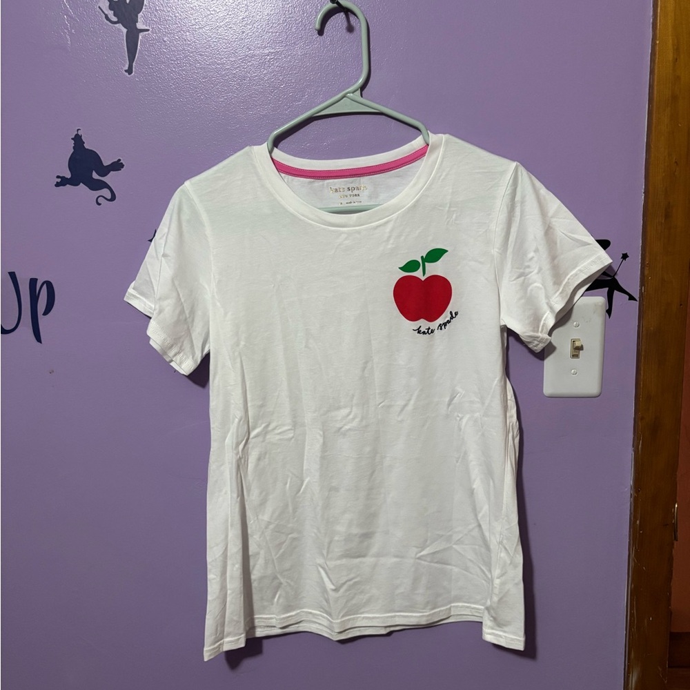 Kate Spade White Tee with Red Apple Motif